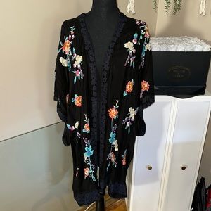 Johnny Was black floral kimono